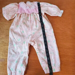 VTG Baby Girls 3-6M Romper Pink Long Sleeve One Piece Something Pretty Lace